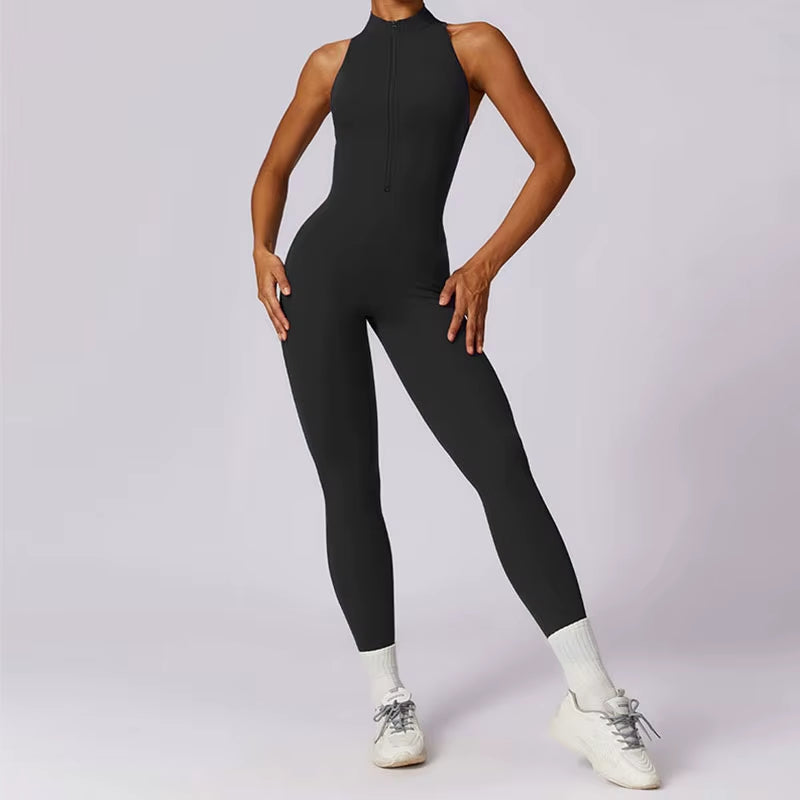New Women'S Tracksuit Yoga Set Yoga Jumpsuits One Piece Workout Sleeve Rompers Gym Set Workout Beautiful Back Push-Up Yoga Set