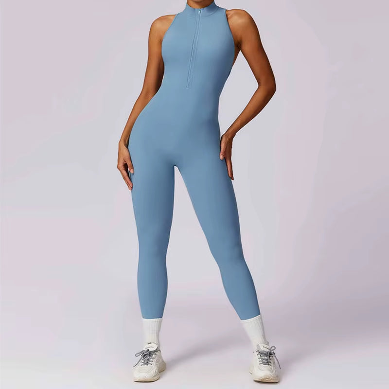 New Women'S Tracksuit Yoga Set Yoga Jumpsuits One Piece Workout Sleeve Rompers Gym Set Workout Beautiful Back Push-Up Yoga Set