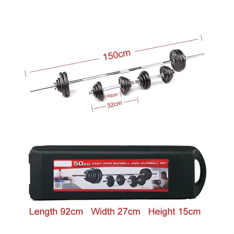 Hot Fitness Equipment 10-50Kg Boxed Dumbbells Can Be Turned into Barbell Strength Training Free Weight Fitness Adjustable Suit.