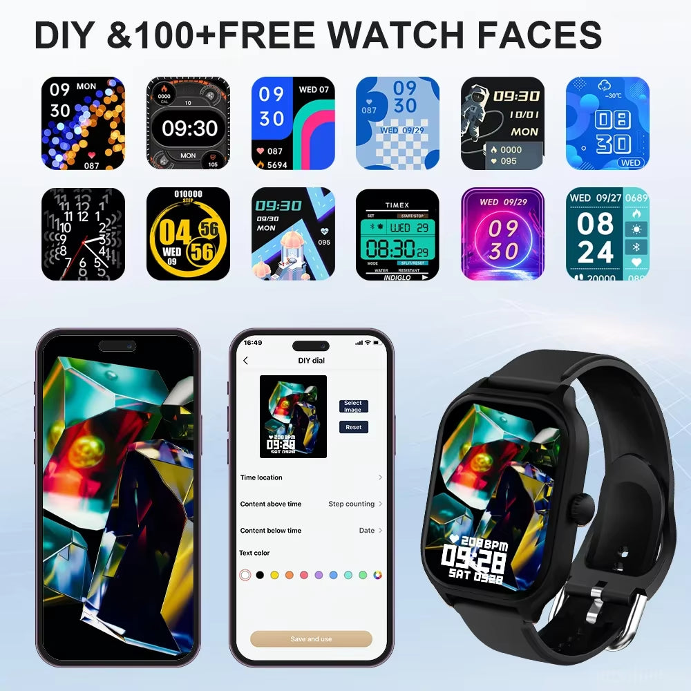 H9 2025 Smart Watch 2.01-Inch HD Display Receive Make Calls Message Preview Sport Mode Weather Forecast Smart Watch