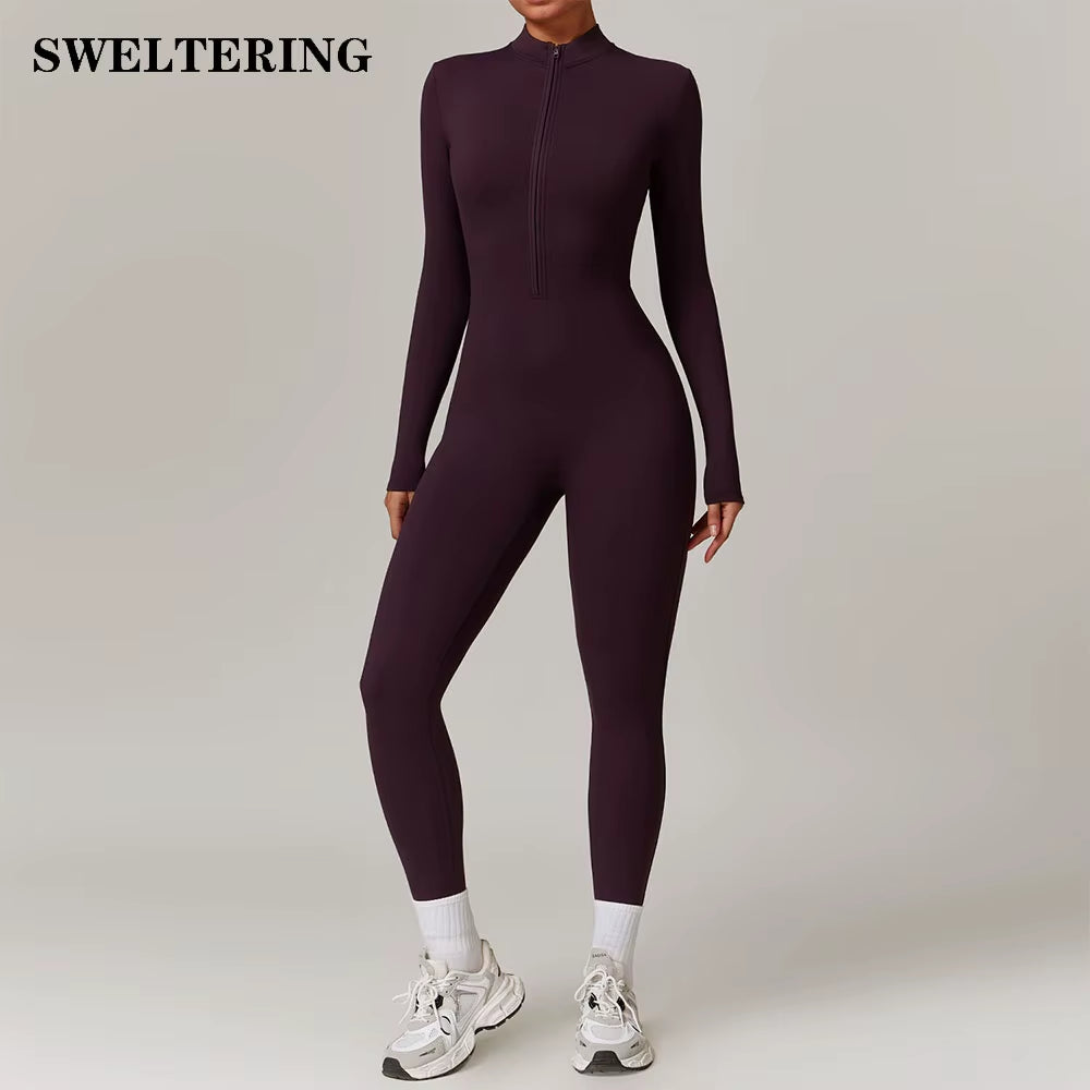 Women'S Clothes Yoga Set Yoga Jumpsuits One Piece Workout Long Sleeve Rompers Sportswear Gym Set Workout Tracksuit Bodysuits