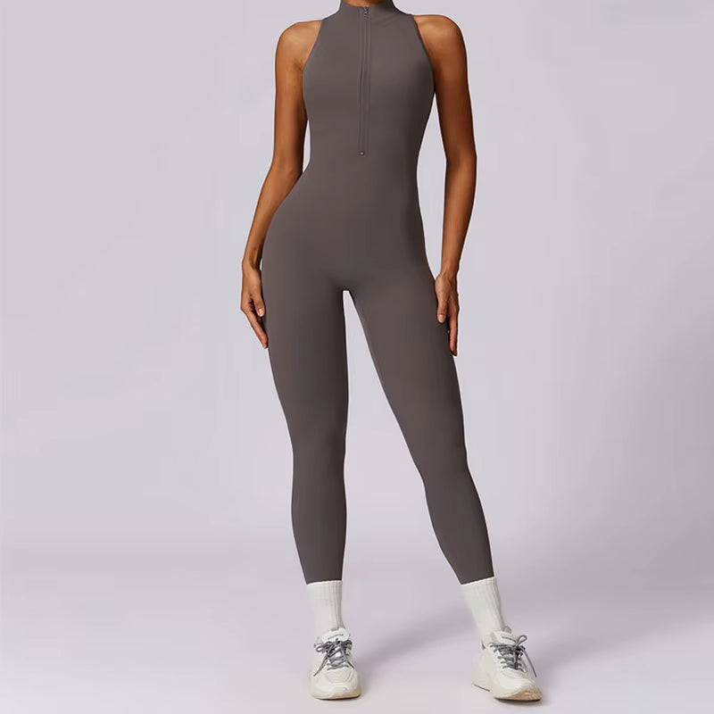 New Women'S Tracksuit Yoga Set Yoga Jumpsuits One Piece Workout Sleeve Rompers Gym Set Workout Beautiful Back Push-Up Yoga Set