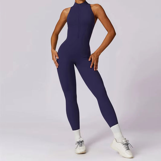 New Women'S Tracksuit Yoga Set Yoga Jumpsuits One Piece Workout Sleeve Rompers Gym Set Workout Beautiful Back Push-Up Yoga Set