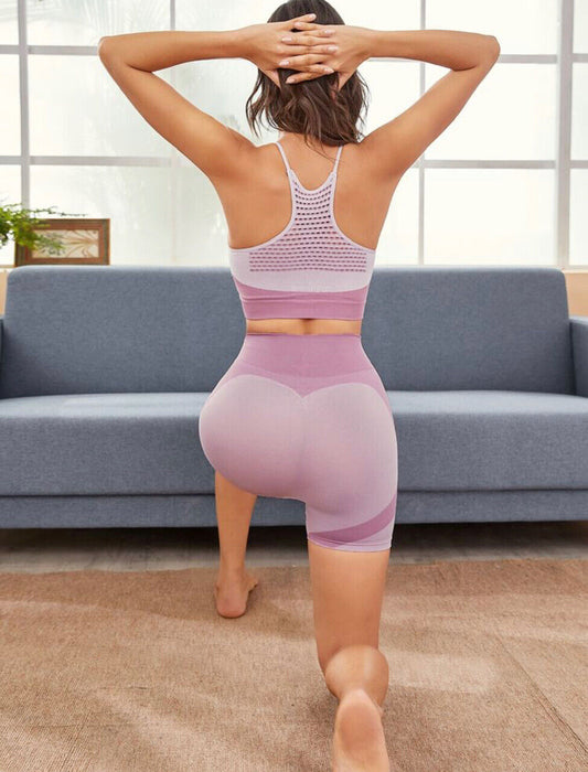Women Yoga Set W/ High Waist Cropped Sports Bra & Leggings