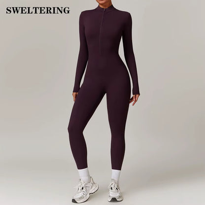 Women'S Clothes Yoga Set Yoga Jumpsuits One Piece Workout Long Sleeve Rompers Sportswear Gym Set Workout Tracksuit Bodysuits